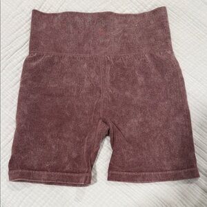 Forever 21 Ribbed Mauve High-Waisted Biker Shorts
